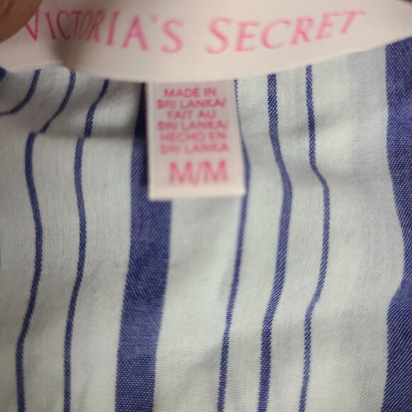 Victoria's Secret Striped Long Sleeve Pajama Top Button Front Women's Size Med - Picture 5 of 8